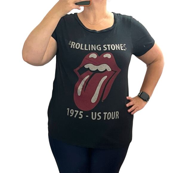 Rolling Stone Women's XXL 1975 - US Tour Tongue Logo Classic Retro Tee - Picture 2 of 9